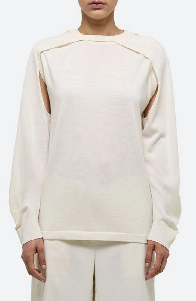 Helmut Lang Crewneck Wool & Silk Sweater Shrug Ivory at Nordstrom,