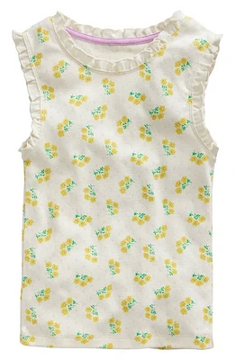 Mini Boden Kids' Floral Pointelle Cotton Tank Vanilla Pod Ditsy at Nordstrom,