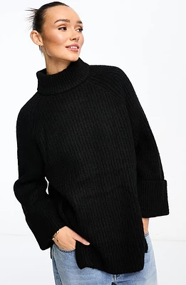 ASOS DESIGN Mock Neck Rib Sweater in Black at Nordstrom, Size Small