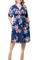 Kiyonna Gia Floral Midi Dress at Nordstrom,