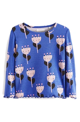 NEXT Kids' Rib Long Sleeve Cotton T-Shirt Blue at Nordstrom,