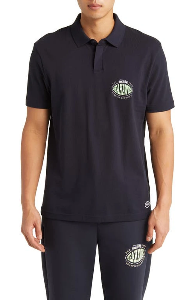 BOSS x NFL Cotton Polo in Seattle Seahawks Dark Blue at Nordstrom, Size Large