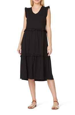 C & California Jada Tiered Ruffle Midi Dress Black Night at Nordstrom,