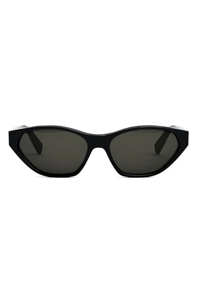 CELINE 57mm Cat Eye Sunglasses in Shiny Black /Smoke at Nordstrom