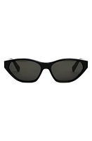 CELINE 57mm Cat Eye Sunglasses in Shiny Black /Smoke at Nordstrom