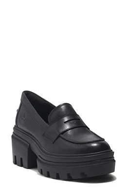 Timberland Everleigh Platform Penny Loafer Black Full Grain at Nordstrom,