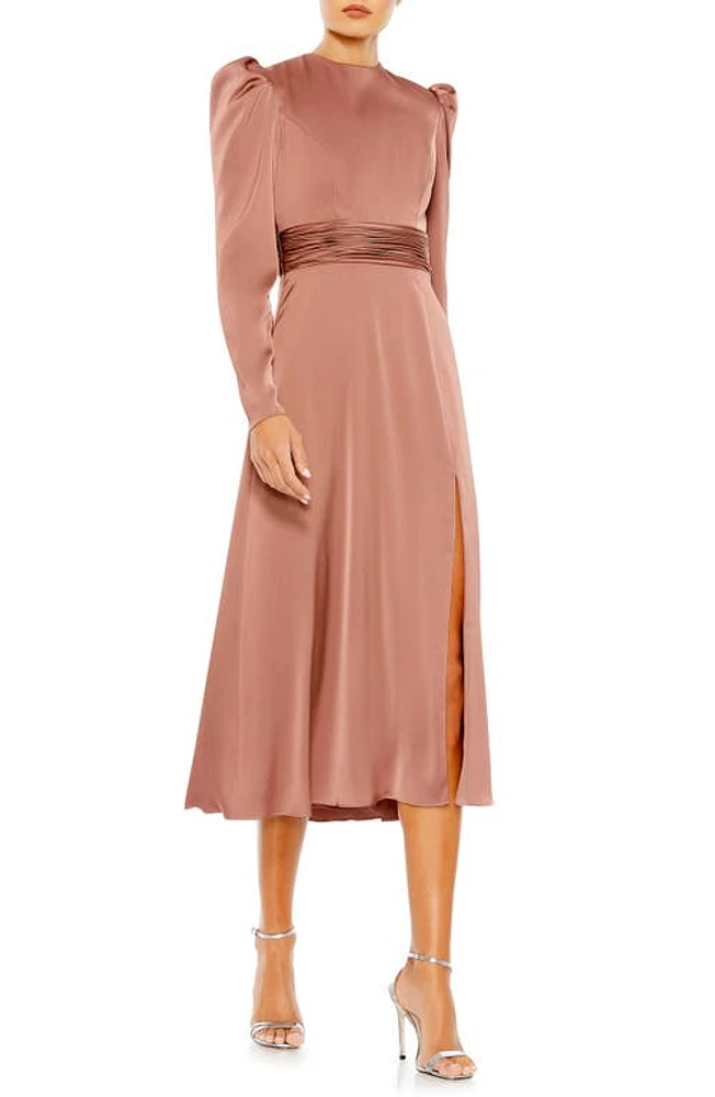 Mac Duggal Long Sleeve Satin Cocktail Dress Mauve at Nordstrom,