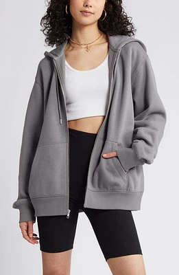 BP. Oversize Cotton Blend Zip-Up Hoodie Grey Pearl at Nordstrom,