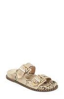 Schutz Elana Snakeskin Print Slide Sandal Natural at Nordstrom,