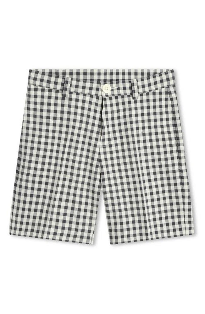 KENZO Kids' Gingham Bermuda Shorts Ecru Grey at Nordstrom, Y