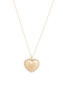 Anzie Mini Dew Drop Heart Locket Necklace in Gold /Diamond at Nordstrom, Size 17