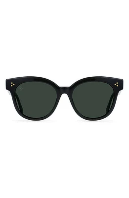 RAEN Nikol Polarized Round Sunglasses in Recycled Black/Green Polar at Nordstrom