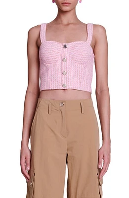 maje Laradis Tweed Crop Bustier Top Pink /Orange at Nordstrom,