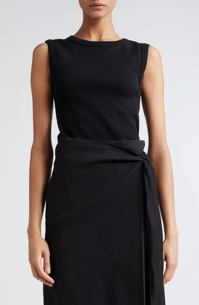 Róhe Stretch Organic Cotton Rib Top Noir at Nordstrom, Us