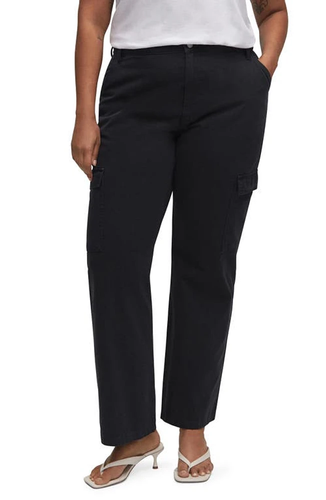 MANGO Cargo Straight Leg Jeans Charcoal at Nordstrom,