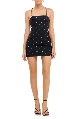 Endless Rose Sequin Floral Embellished Minidress Black at Nordstrom,