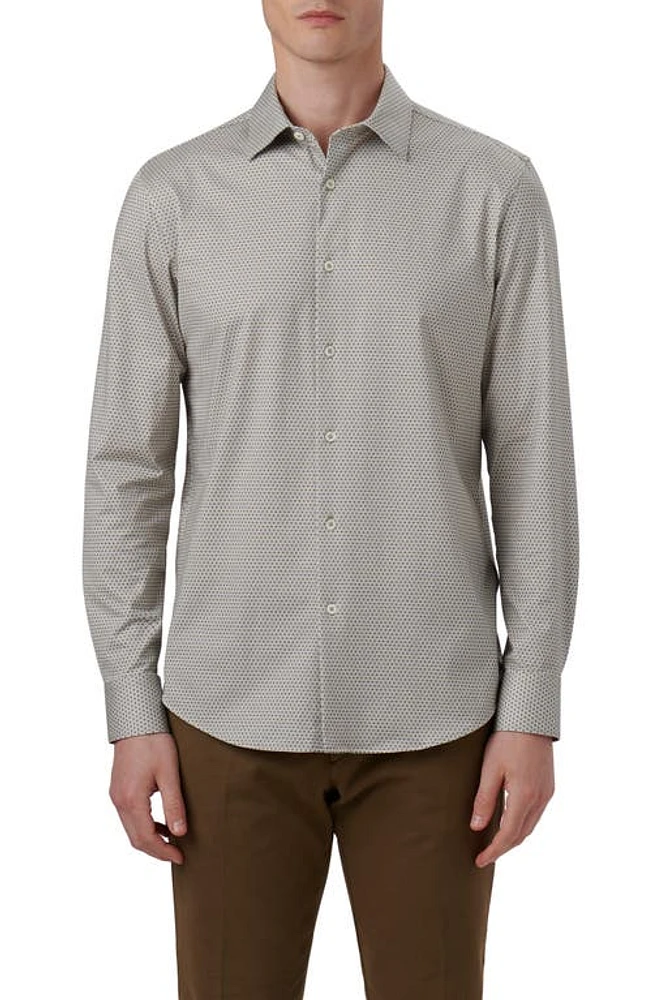 Bugatchi James OoohCotton Geo Print Button-Up Shirt Willow at Nordstrom,