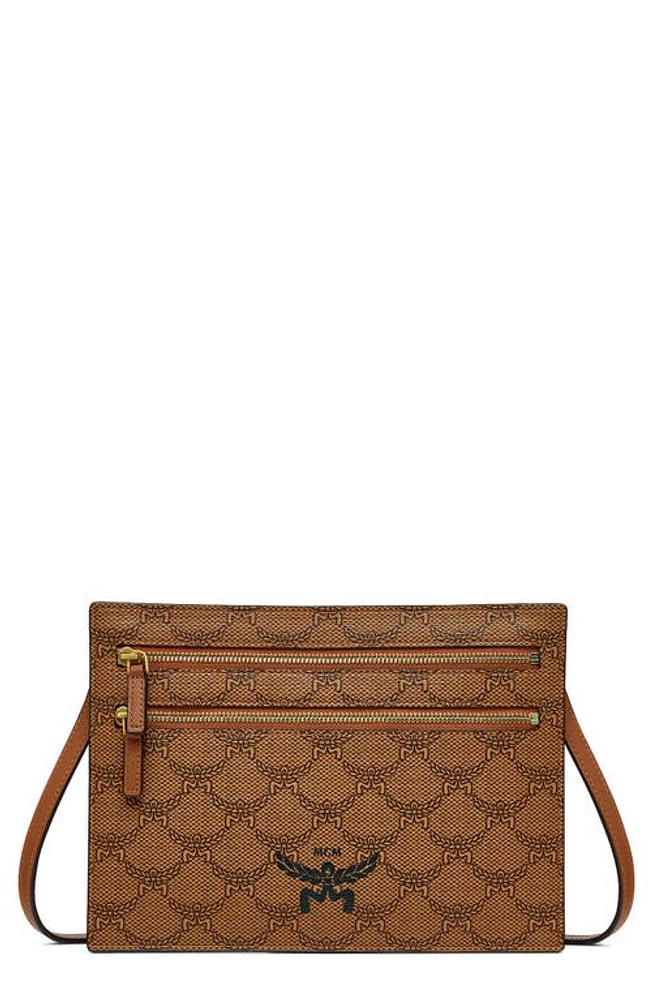 MCM Small Himmel Lauretos Coated Canvas Crossbody Bag in Cognac at Nordstrom