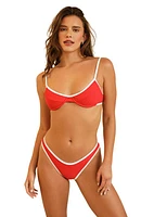 Dippin Daisys Venice Cheeky Bikini Bottom Poppy/white Rib at Nordstrom,