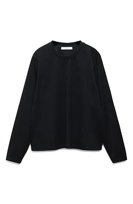 MANGO Pintuck Sweatshirt Black at Nordstrom,