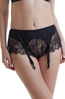 Hanky Panky Eyelash Lace Boyshorts with Garter Straps in Black at Nordstrom, Size Small