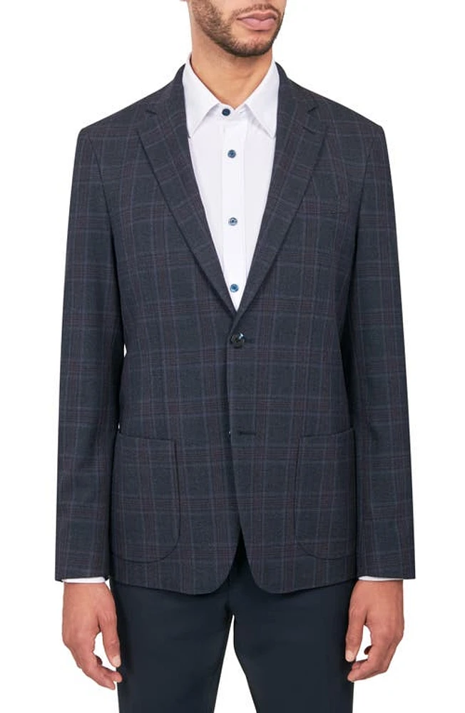 W. R.K Slim Fit Plaid Sport Coat Navy at Nordstrom,