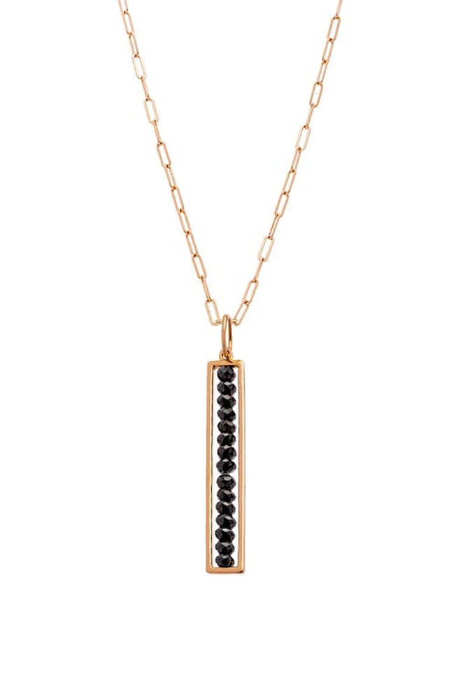Sethi Couture Leila Black Diamond Bar Pendant Necklace in 18K Rg /14K Chain at Nordstrom, Size 24 Us