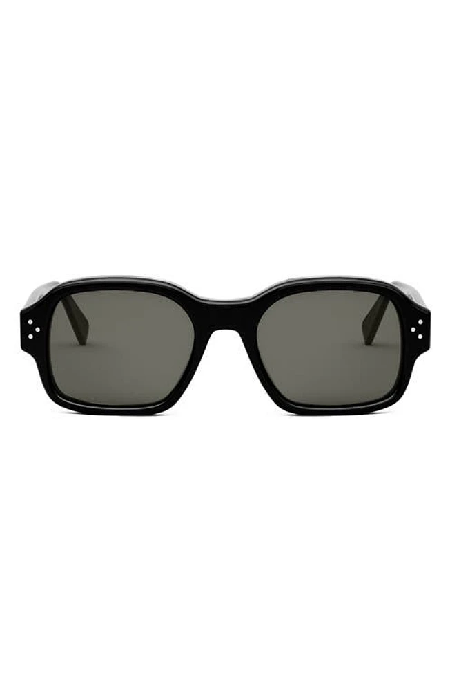 CELINE Bold 3 Dots 53mm Geometric Sunglasses in Shiny Black /Smoke at Nordstrom