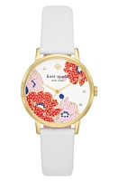 Kate Spade New York metro leather strap watch, 34mm in White at Nordstrom