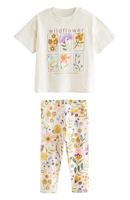 NEXT Kids' Flower Graphic T-Shirt & Leggings Set Natural at Nordstrom,