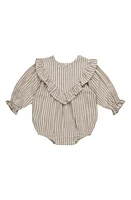 Rylee + Cru Pinstripe Ruffle Bubble Romper in Slate-Pinstripe at Nordstrom, Size 12-18M