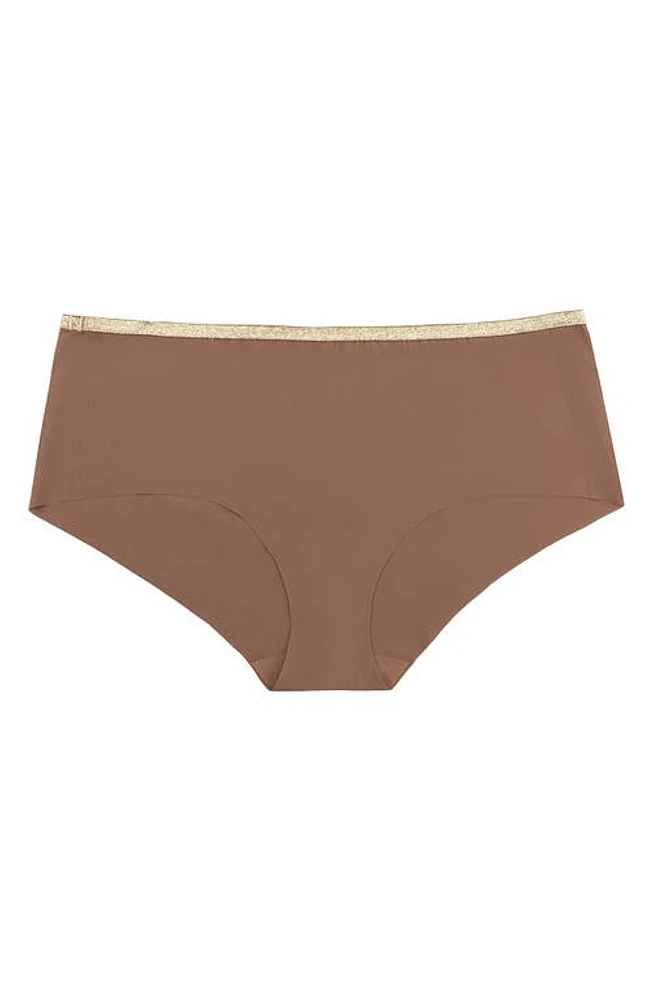 Uwila Warrior Happy Seams Metallic Trim Seamless Briefs Toffee at Nordstrom,