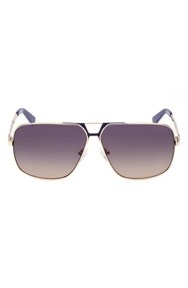 GUESS 61mm Gradient Navigator Sunglasses in Gold /Gradient Blue at Nordstrom