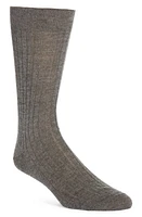 Canali Ribbed Cashmere & Silk Dress Socks in Grey at Nordstrom, Size Medium