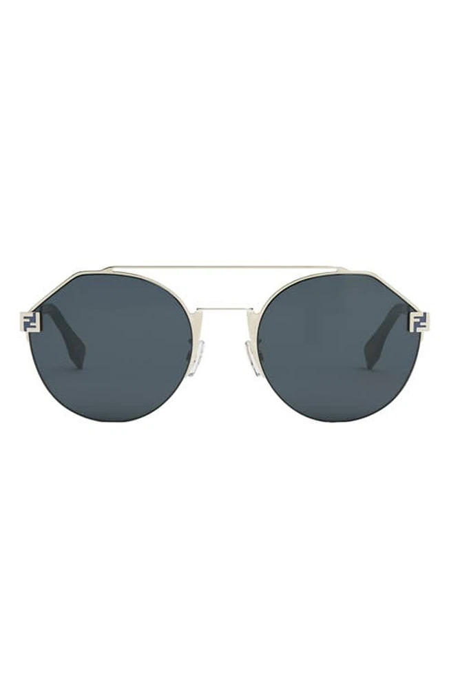 'Fendi Sky 55mm Round Sunglasses in Gold /Blue at Nordstrom