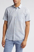 Scott Barber Check Short Sleeve Cotton Chambray Button-Up Shirt Dusk at Nordstrom,