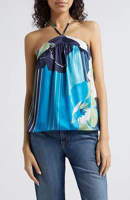 Ramy Brook Eunice Halter Satin Top Spring Navy Amore at Nordstrom,