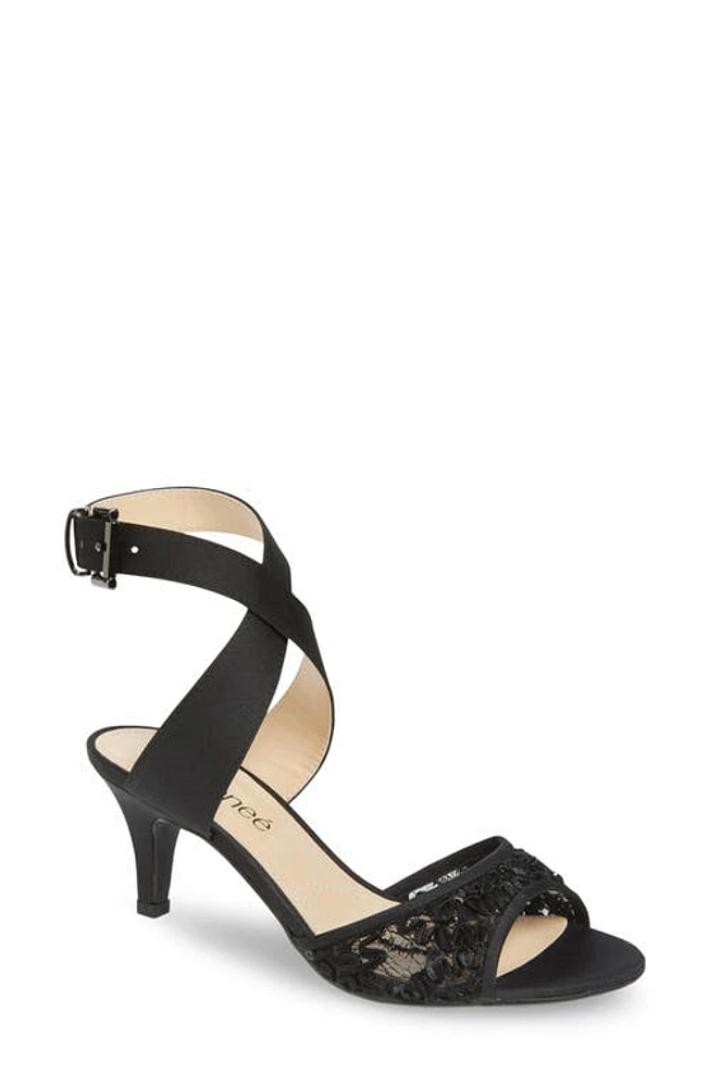 J. Reneé Soncino Strappy Sandal Black Satin at Nordstrom,