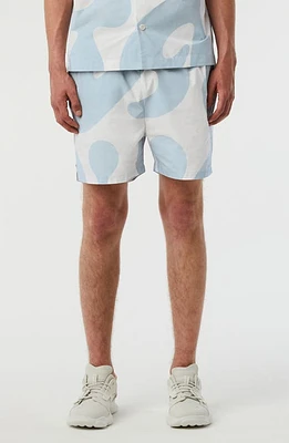 AlphaTauri Popir Relaxed Fit Swim Trunks White Storm Aop at Nordstrom,