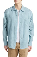 NN07 Adwin 5366 Puckered Wool Blend Button-Up Shirt Jacket Olympic Blue at Nordstrom,