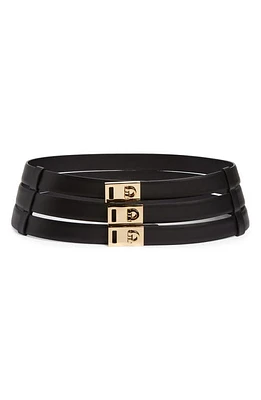 FERRAGAMO 3-Buckle Laddered Leather Belt Black at Nordstrom,