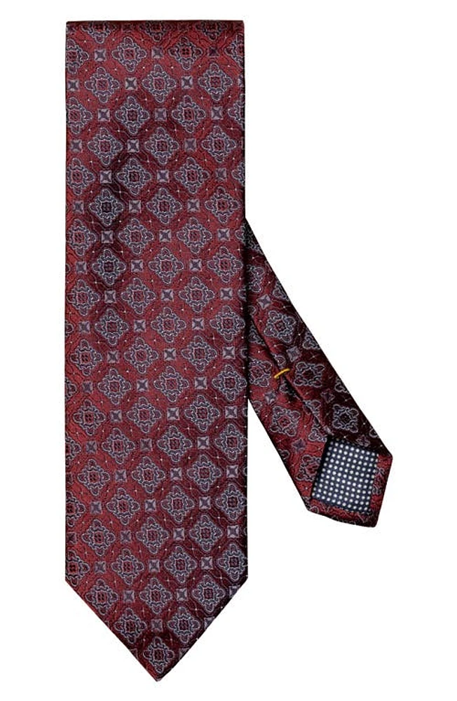 Eton Geometric Medallion Silk Tie in Medium Red at Nordstrom