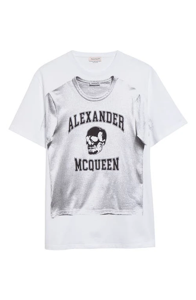 Alexander McQueen Trompe l'Oeil Graphic T-Shirt White /Black at Nordstrom,