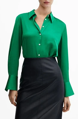 MANGO Satin Button-Up Shirt at Nordstrom,