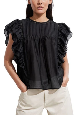 & Other Stories Ruffle Sleeveless Top Off Black at Nordstrom,