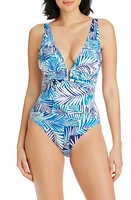 Rod Beattie Shady Days Plunge One-Piece Swimsuit in Navy at Nordstrom, Size 8