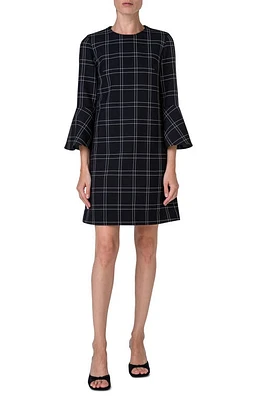 Akris punto Windowpane Plaid Shift Dress Black at Nordstrom,