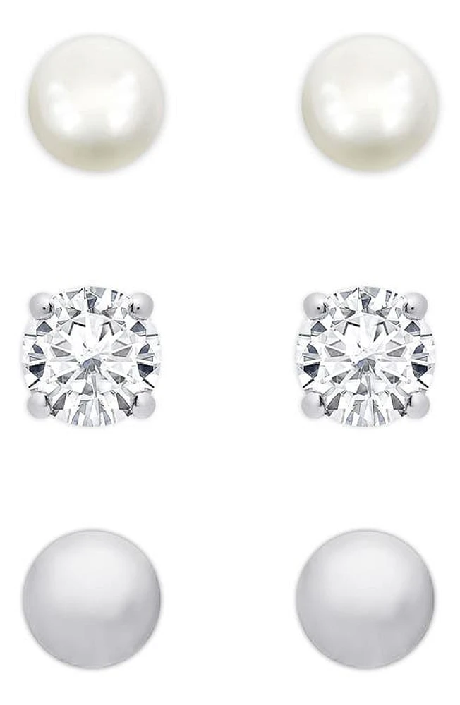 Lily Nily 3-Pair Stud Earrings in Silver at Nordstrom