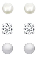 Lily Nily 3-Pair Stud Earrings in Silver at Nordstrom