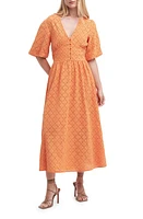 Barbour Kelley Eyelet Cotton Midi Dress Apricot Crush at Nordstrom, Us